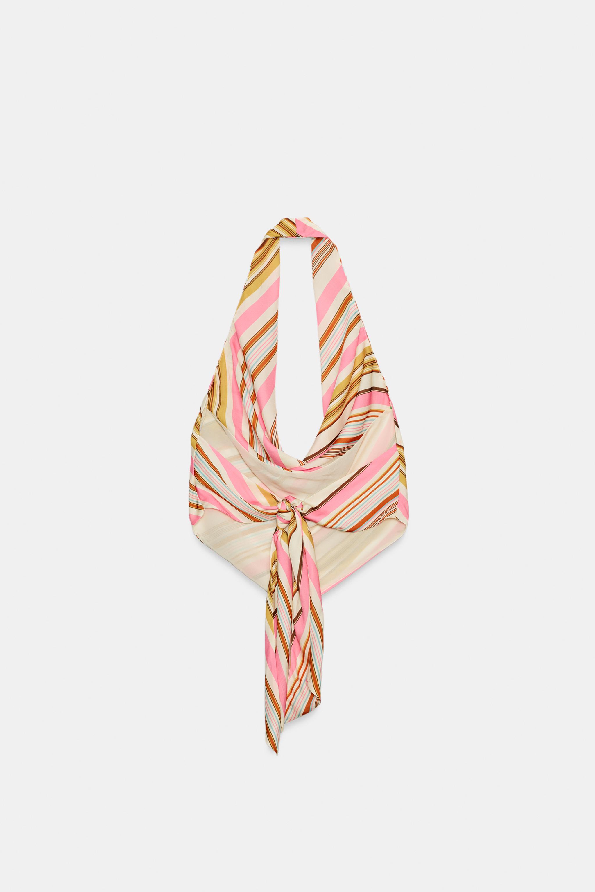 TOP SATINÉ HALTER À RAYURES